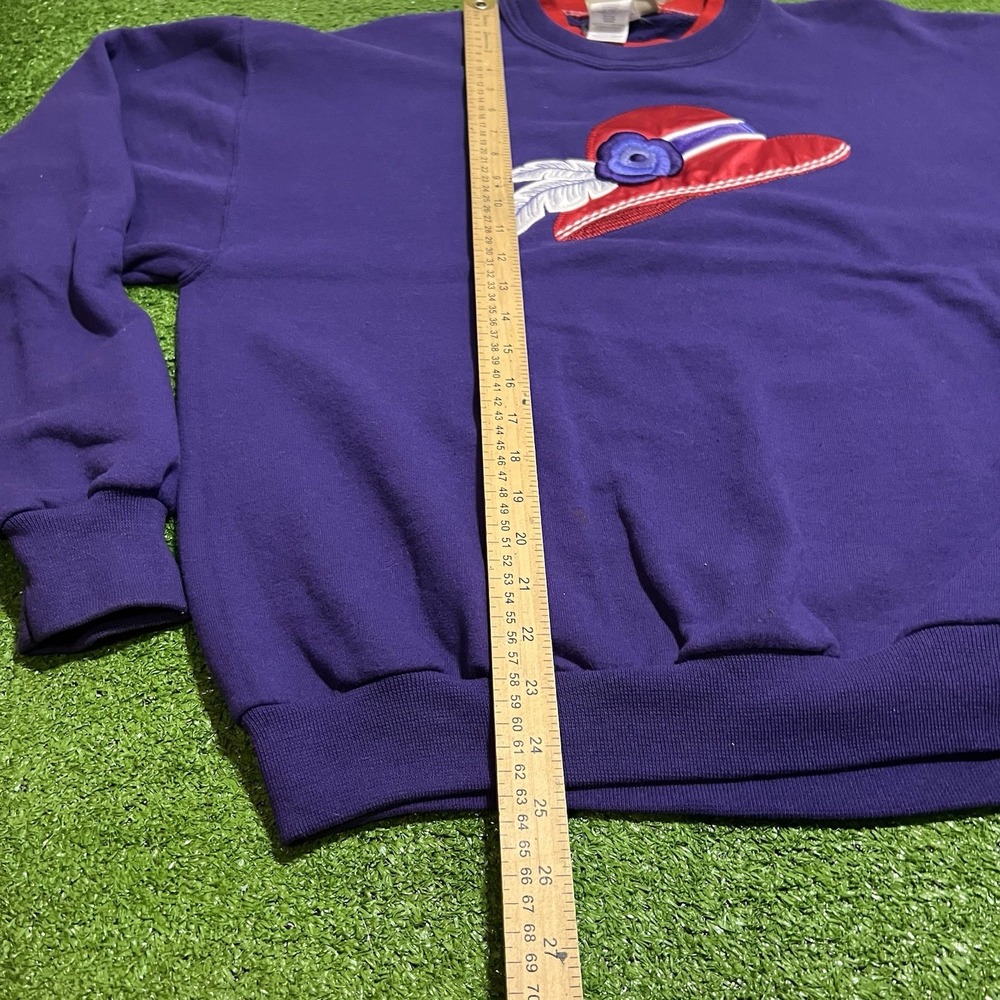 Vintage Grandma Sweater Md Crew Neck Mock Neck Purple Morning Sun Top Stitch USA - Picture 5 of 6